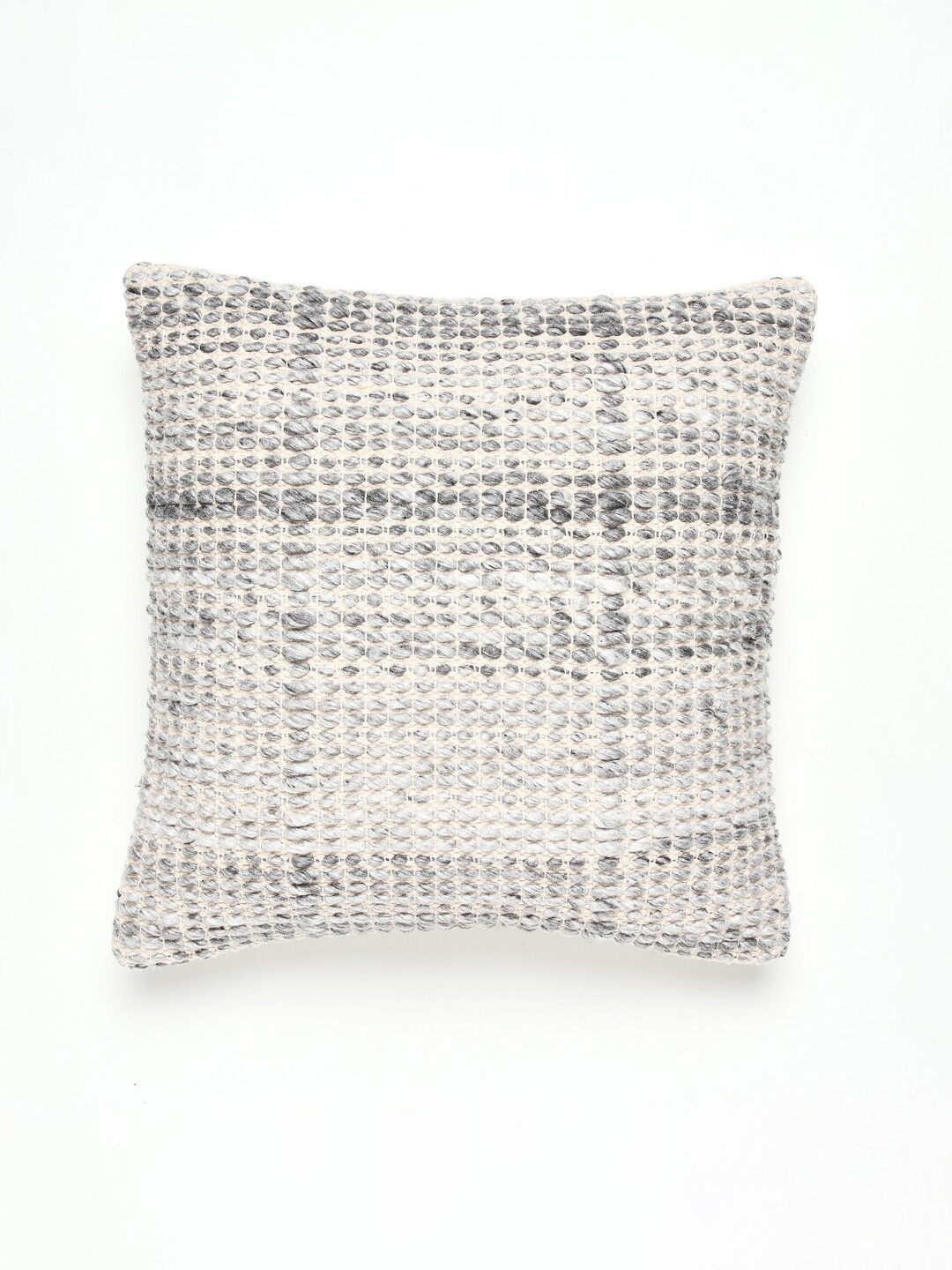 

HOUMN Cream-Coloured & Grey Self Design Cotton Square Cushion Cover