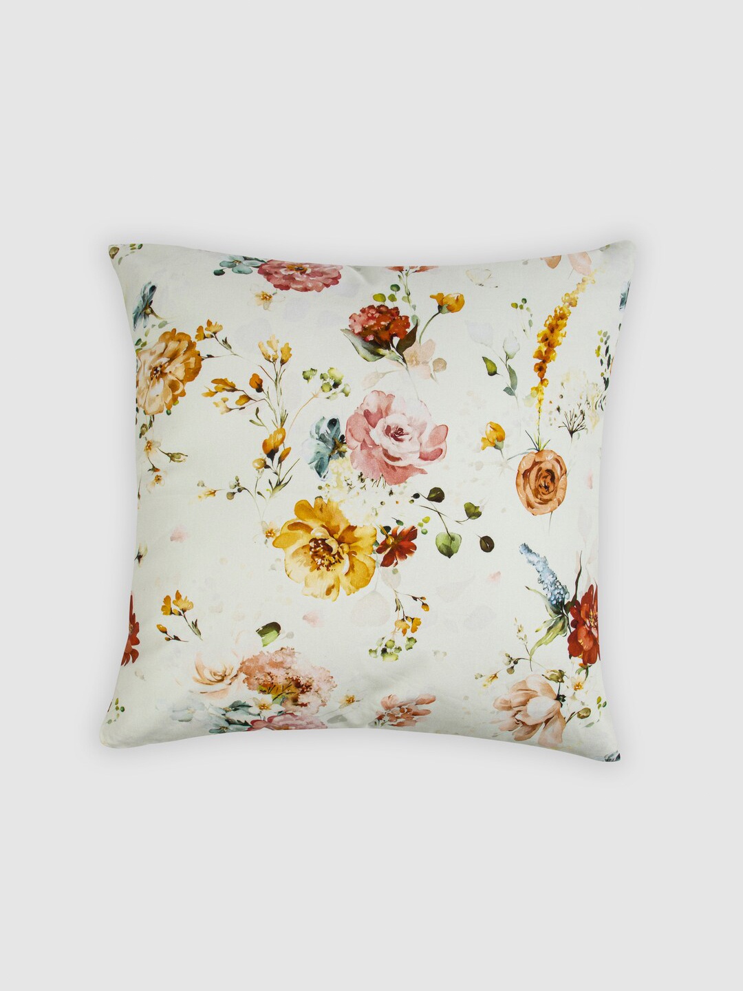 

HOUMN White & Yellow Floral Printed Cotton Square Cushion Cover