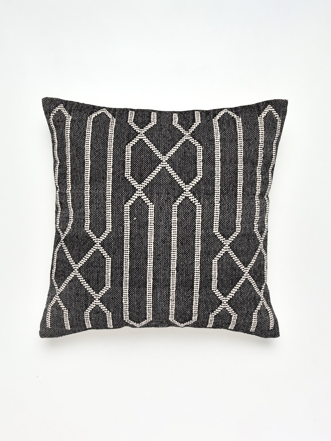 

HOUMN Black & White Self Design Cotton Square Cushion Cover