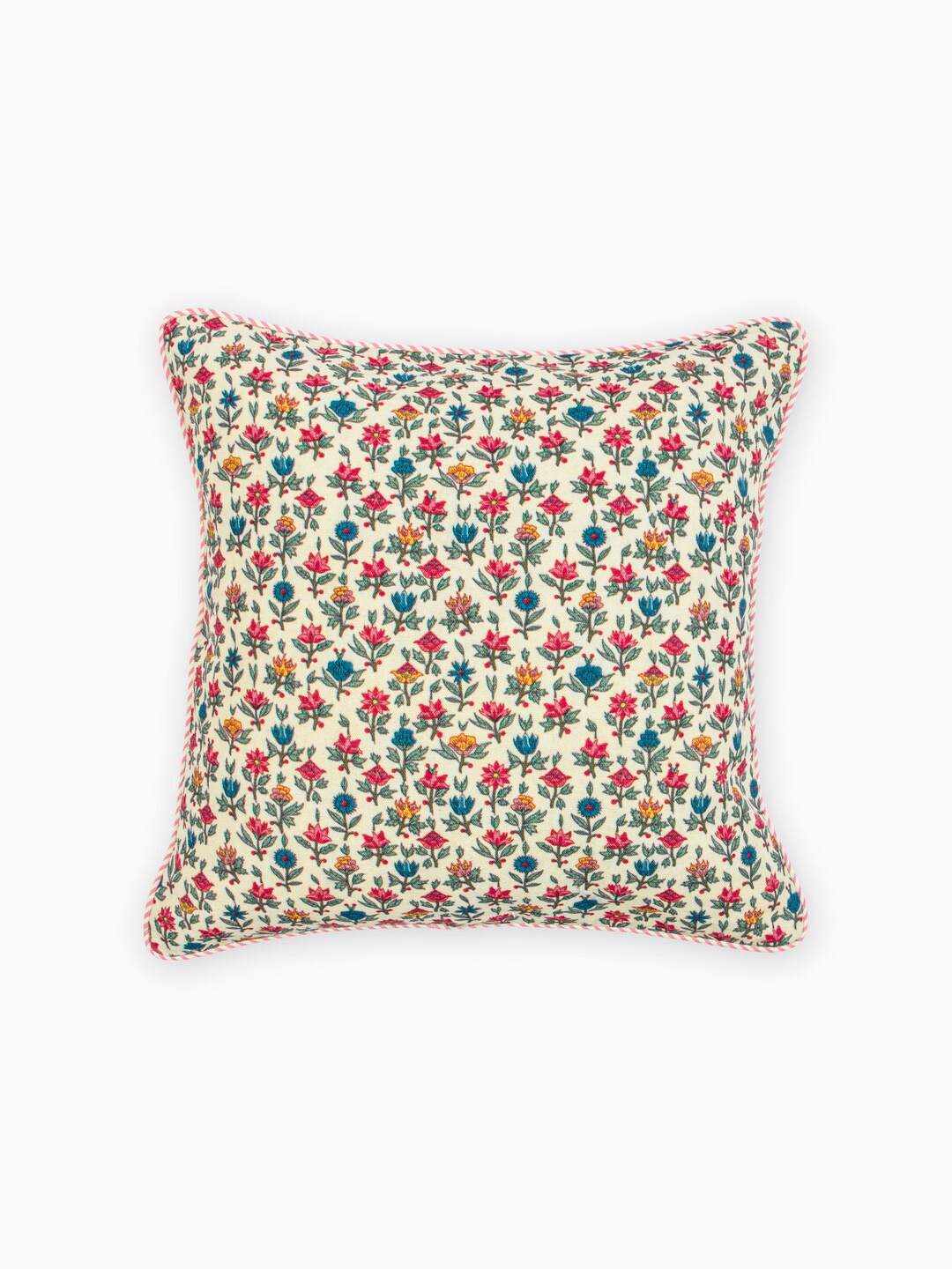 

HOUMN Pink & Green Ethnic Motifs Printed Cotton Square Cushion Cover