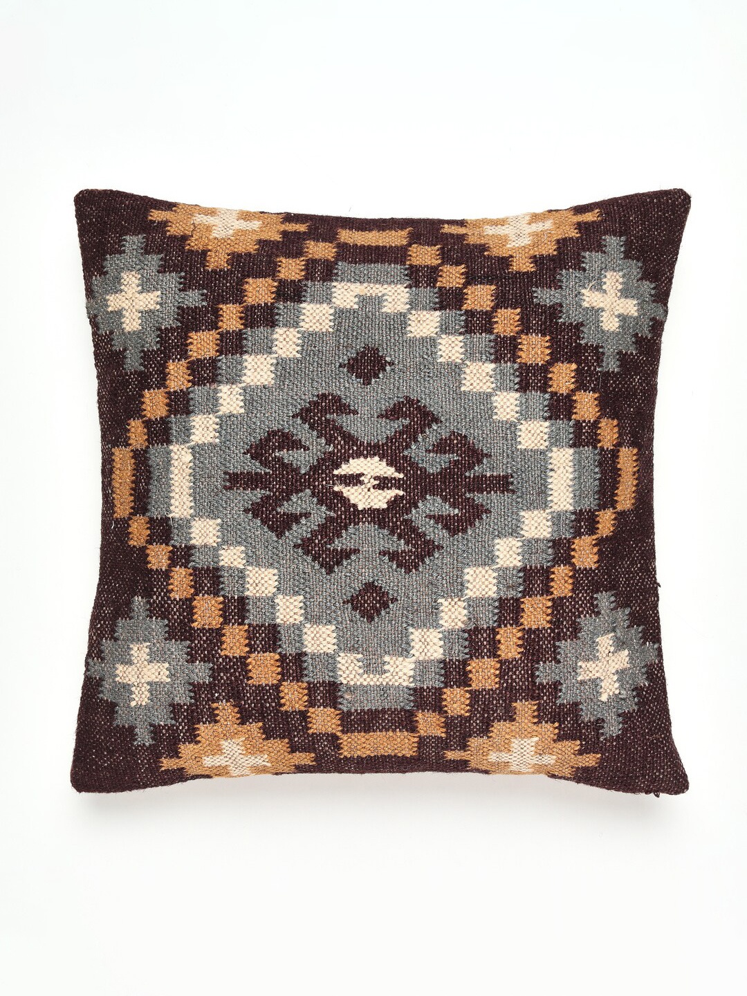 

HOUMN Brown & Pink Geometric Cotton Square Cushion Cover