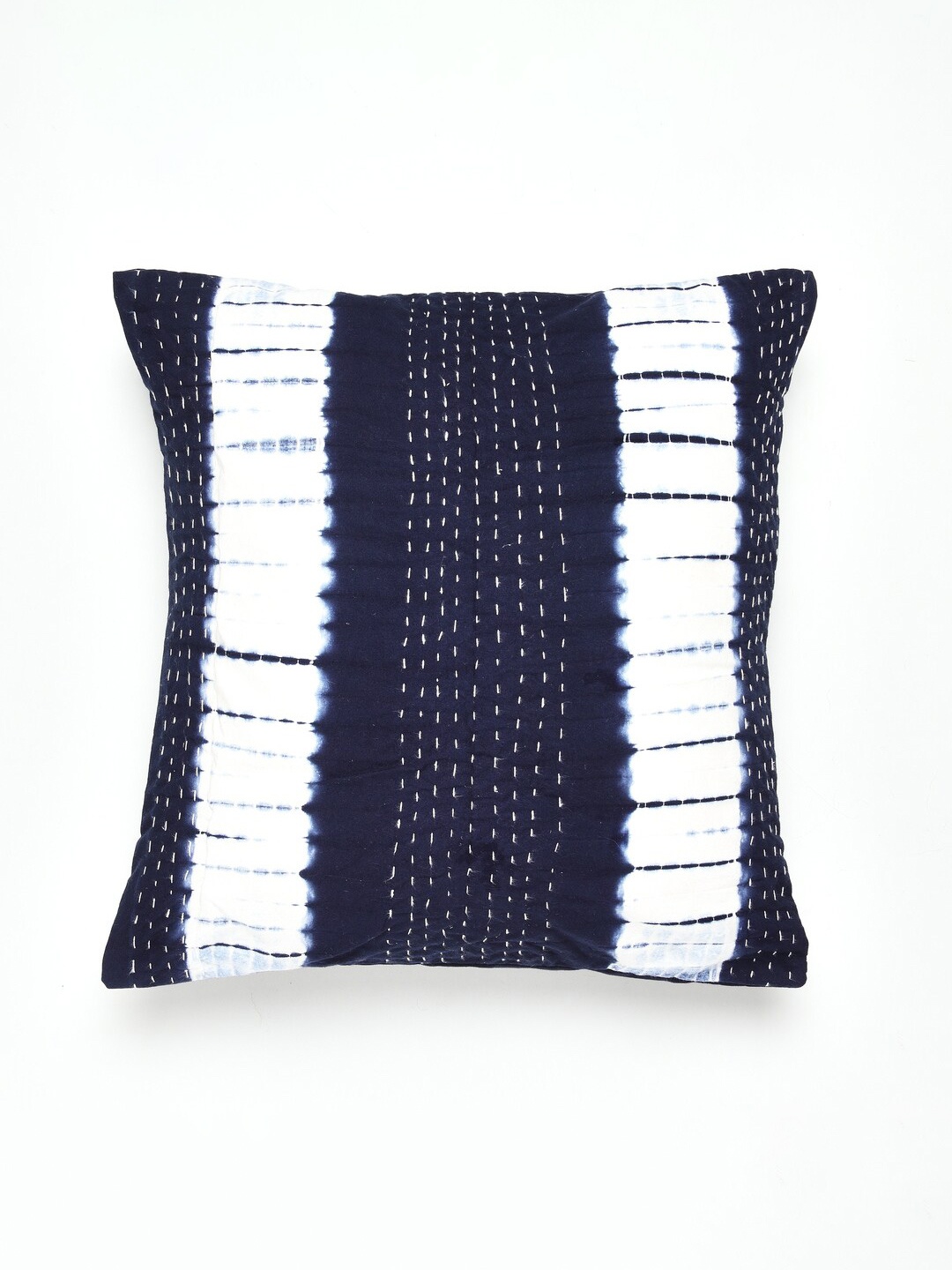

HOUMN Blue & White Self Design Cotton Square Cushion Cover