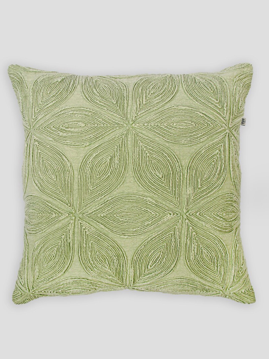 

HOUMN Green Embroidered Cotton Square Cushion Cover