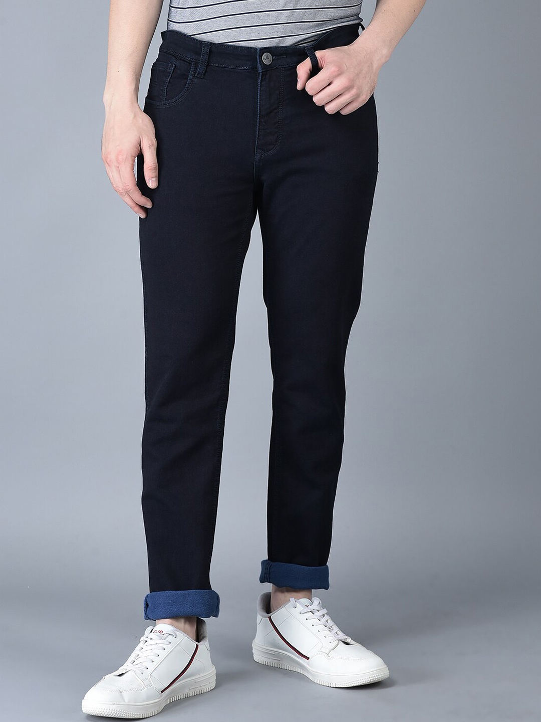 

CANOE Men Smart Regular Fit High-Rise Cotton Jeans, Navy blue