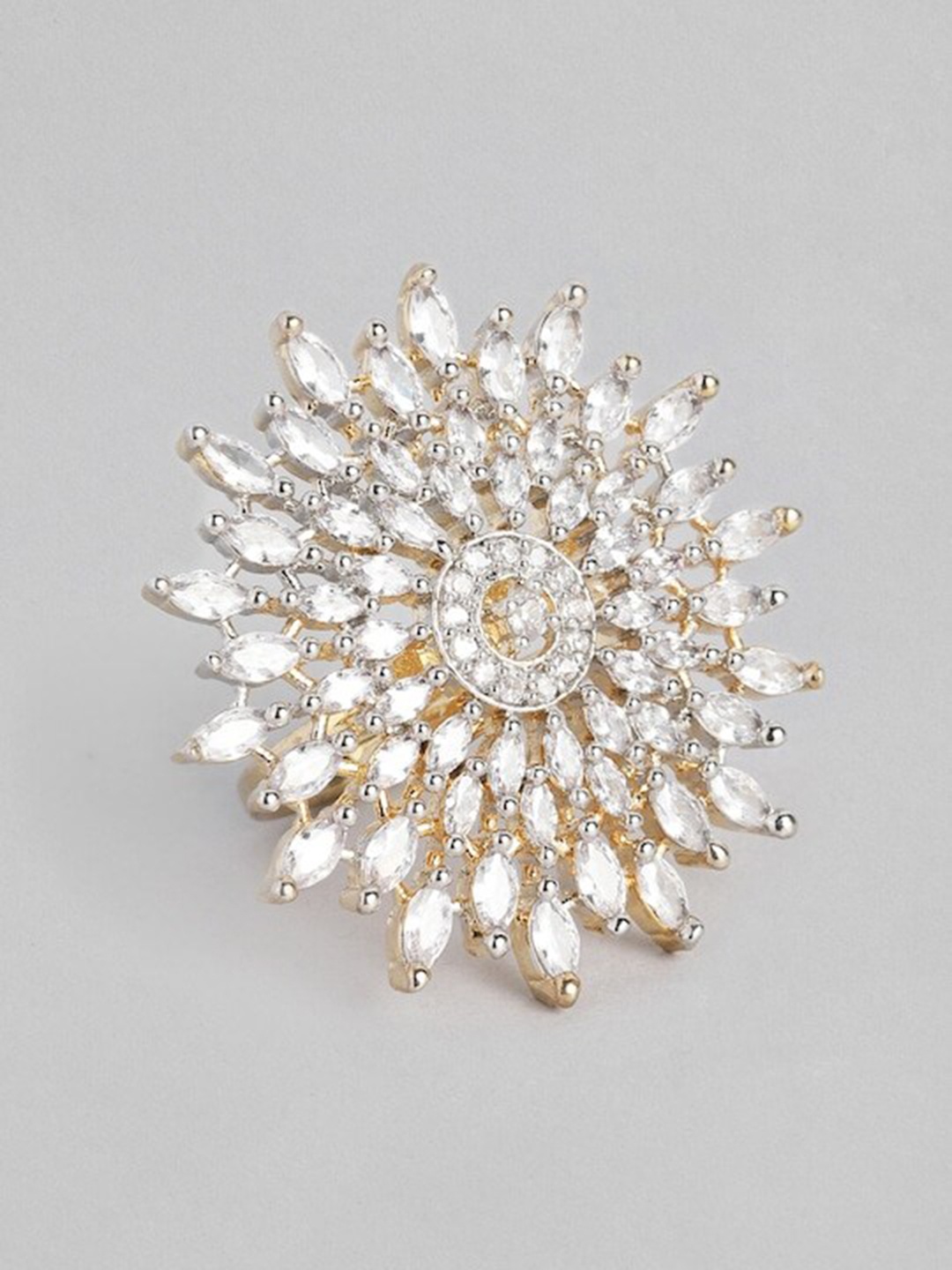 

justpeachy Gold-Plated AD Studded Finger Ring
