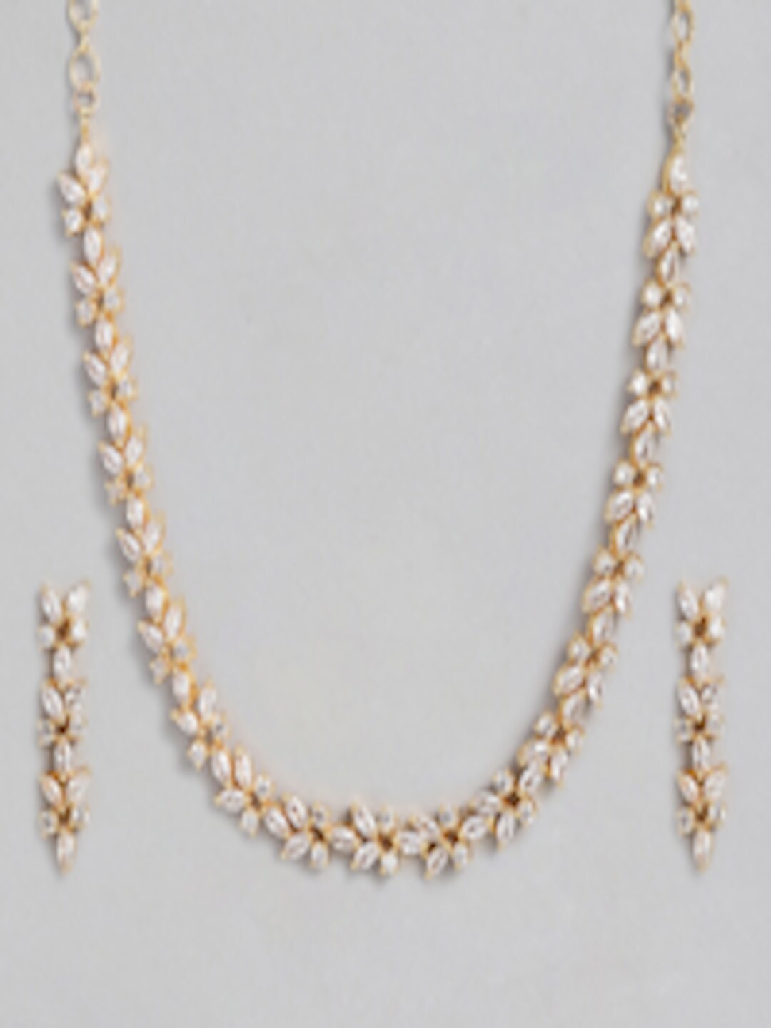

justpeachy Gold-Plated AD-Studded Jewellery Set