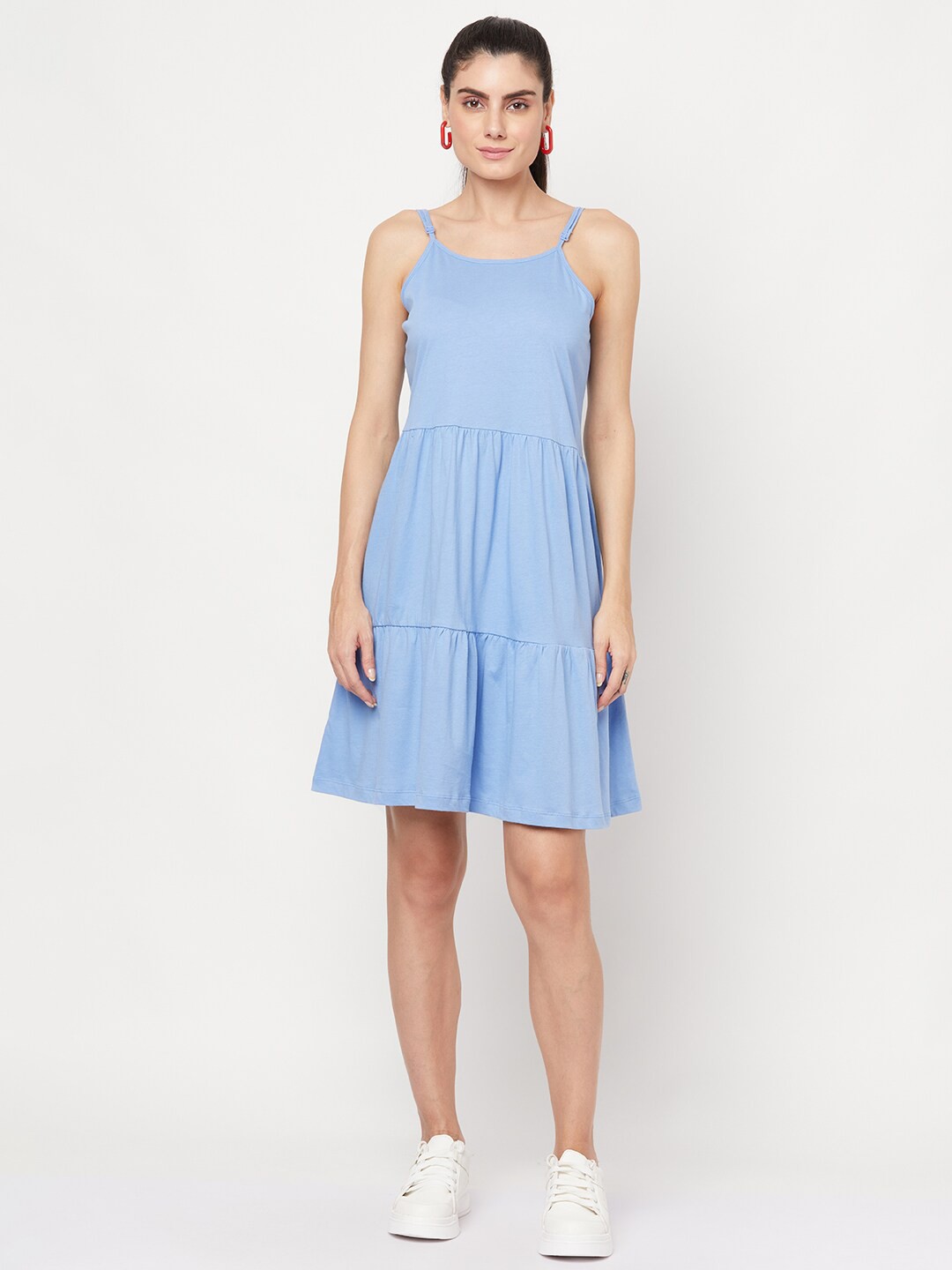 

YOONOY Tiered Fit & Flare Dress, Blue