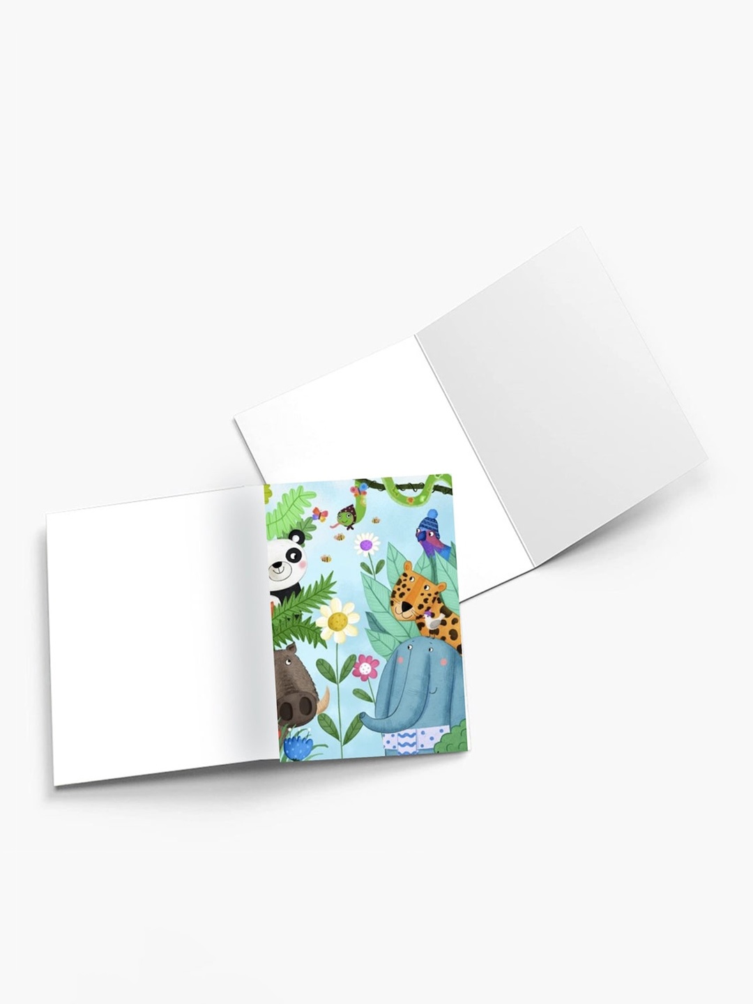 

K&U Set of 8 Jungle Theme Printed Notecards With Envelopes, Green