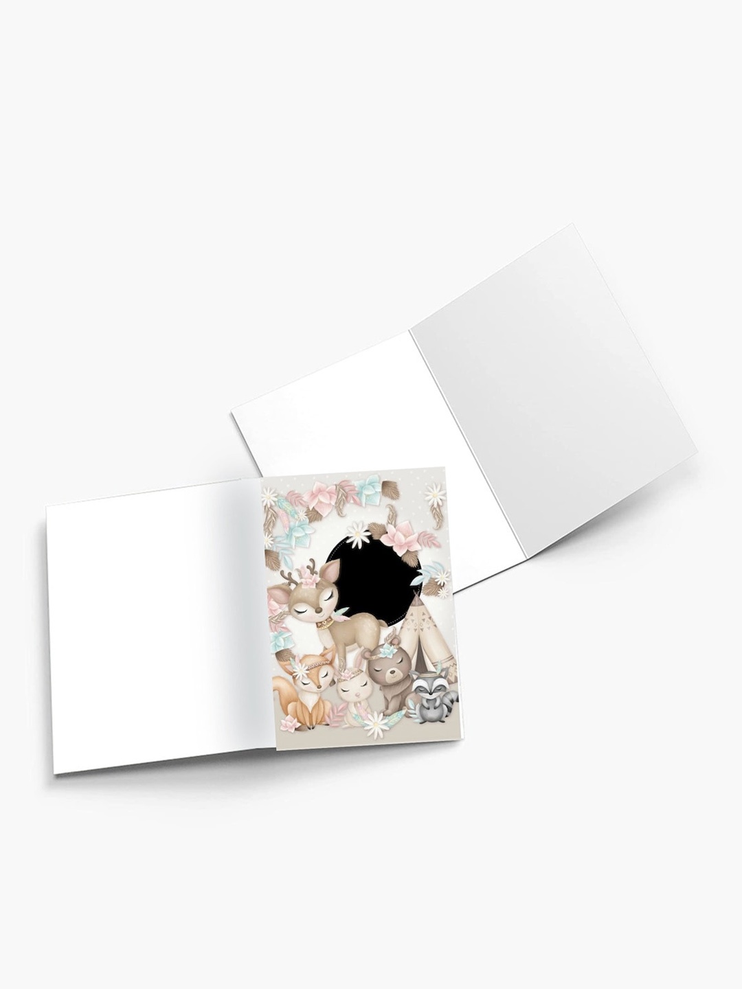 

K&U Set of 8 Jungle Safari Printed Notecards With Envelopes, Off white