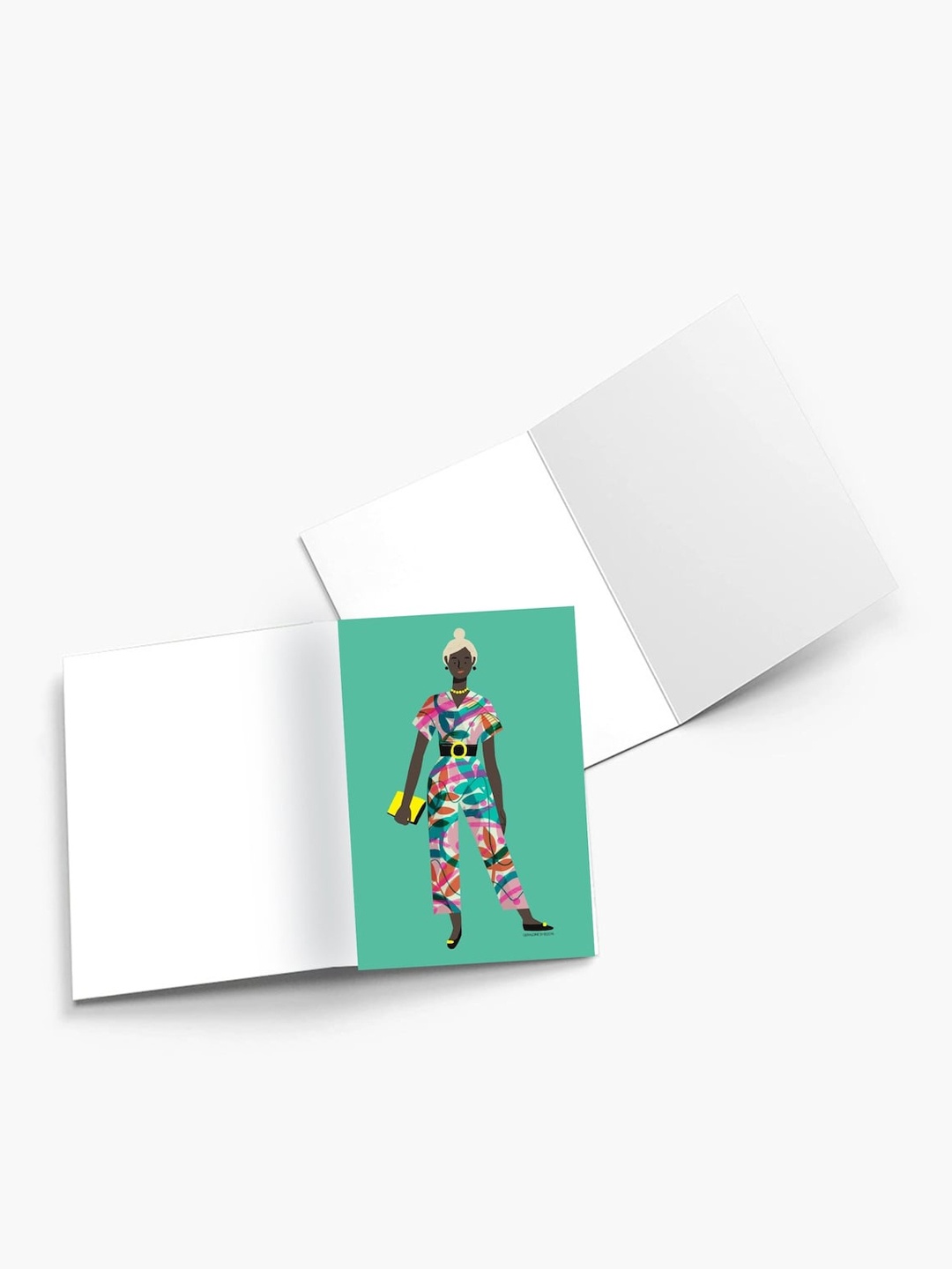 

K&U Set Of 8 Printed Notecards With Envelopes, Green