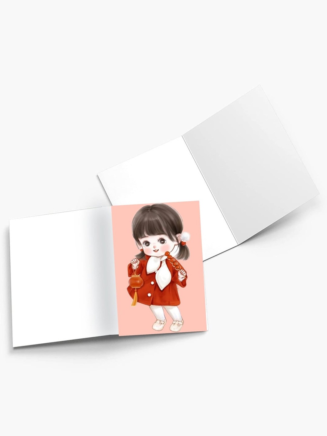 

K&U Set of 8 Cute Girl Theme Printed Notecards With Envelopes, Multi