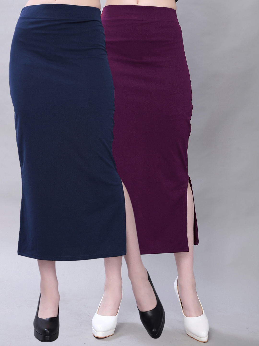 

Selvia Pack Of 2 Mid-Rise Saree Shapewear with Side Slit, Navy blue
