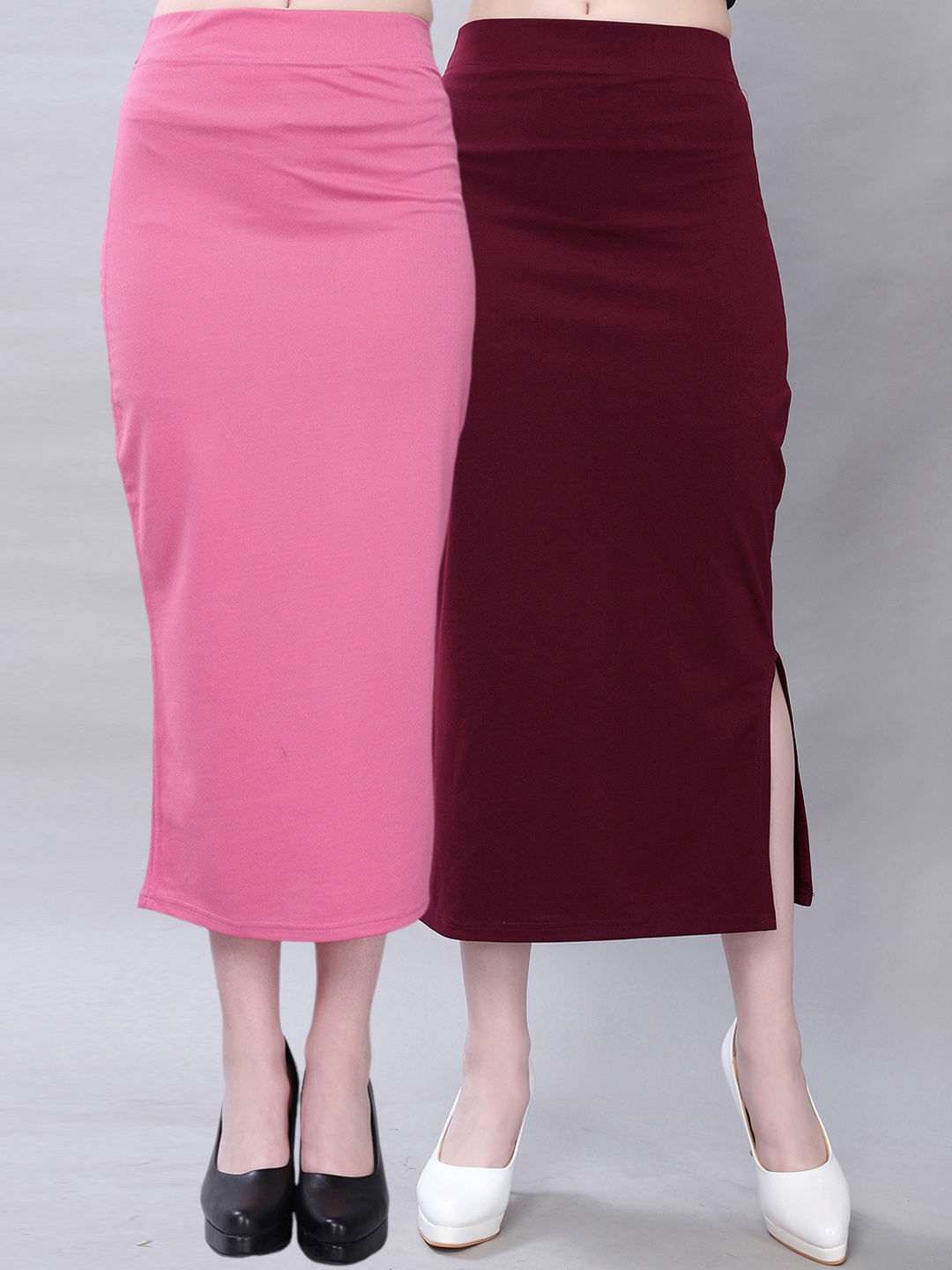 

Selvia Pack Of 2 Mid-Rise Saree Shapewear with Side Slit, Pink