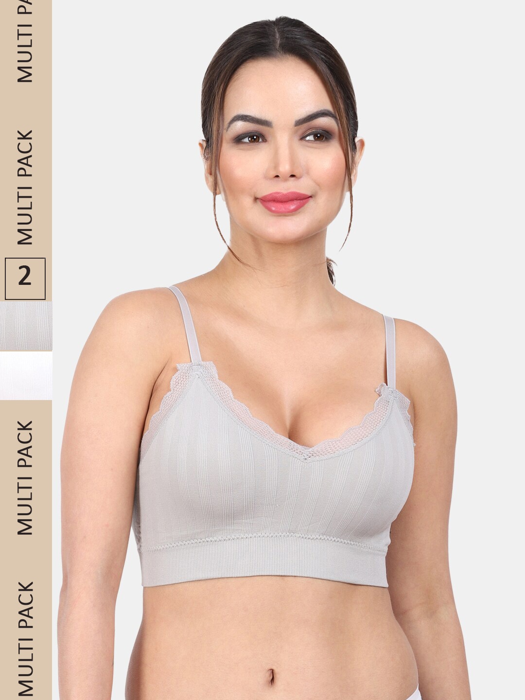 

Amour Secret Pack Of 2 Lightly Padded Medium Support Anti Odour Full Coverage Bra, Grey