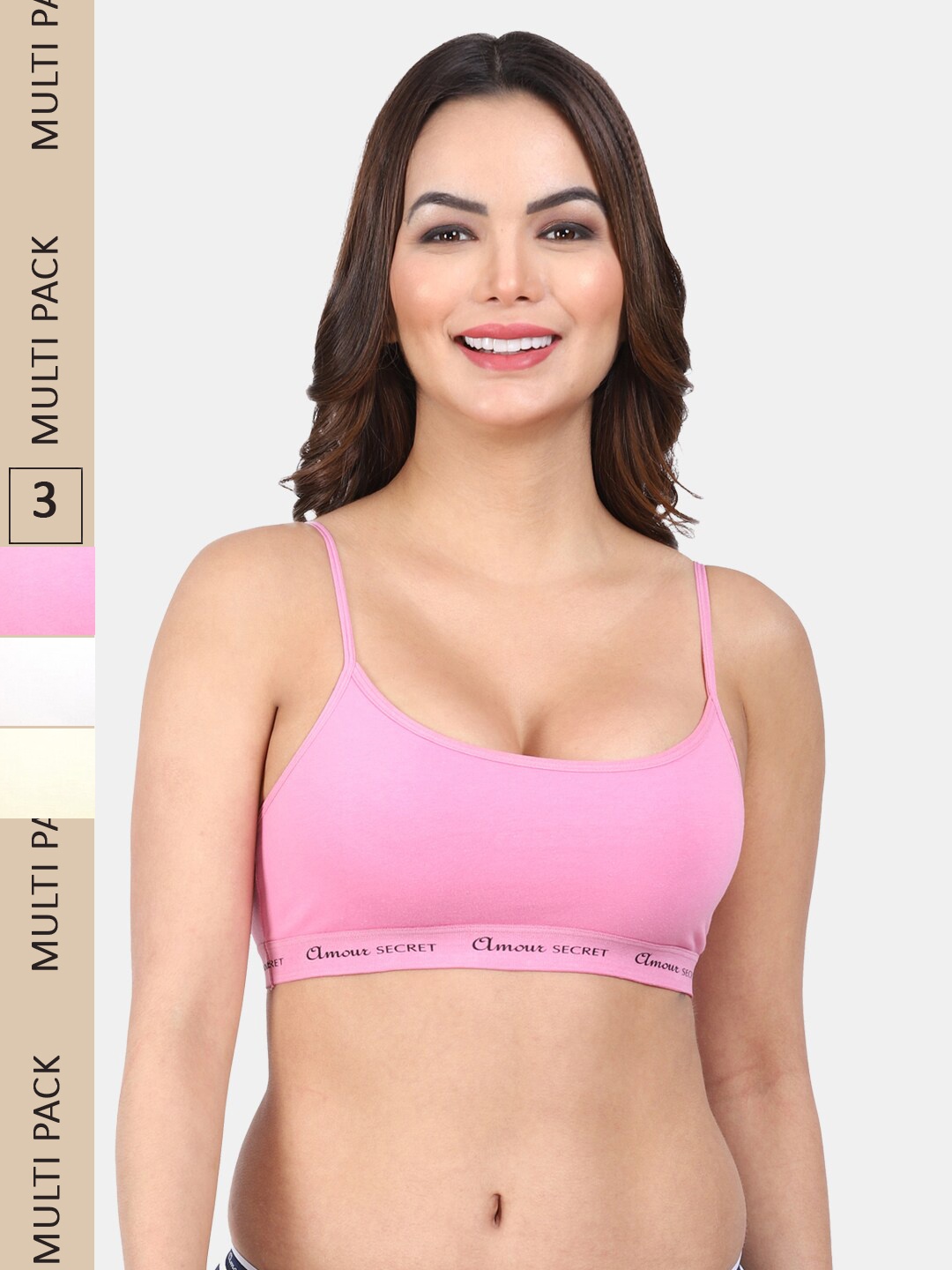 

Amour Secret Pack Of 3 Full Coverage Non-Padded Everyday Bra, Pink