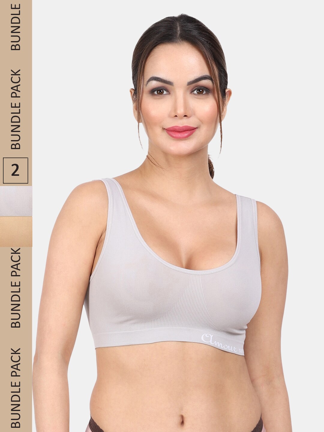 

Amour Secret Pack Of 2 Non Padded Full Coverage Slip-On Super Support Bra, Green