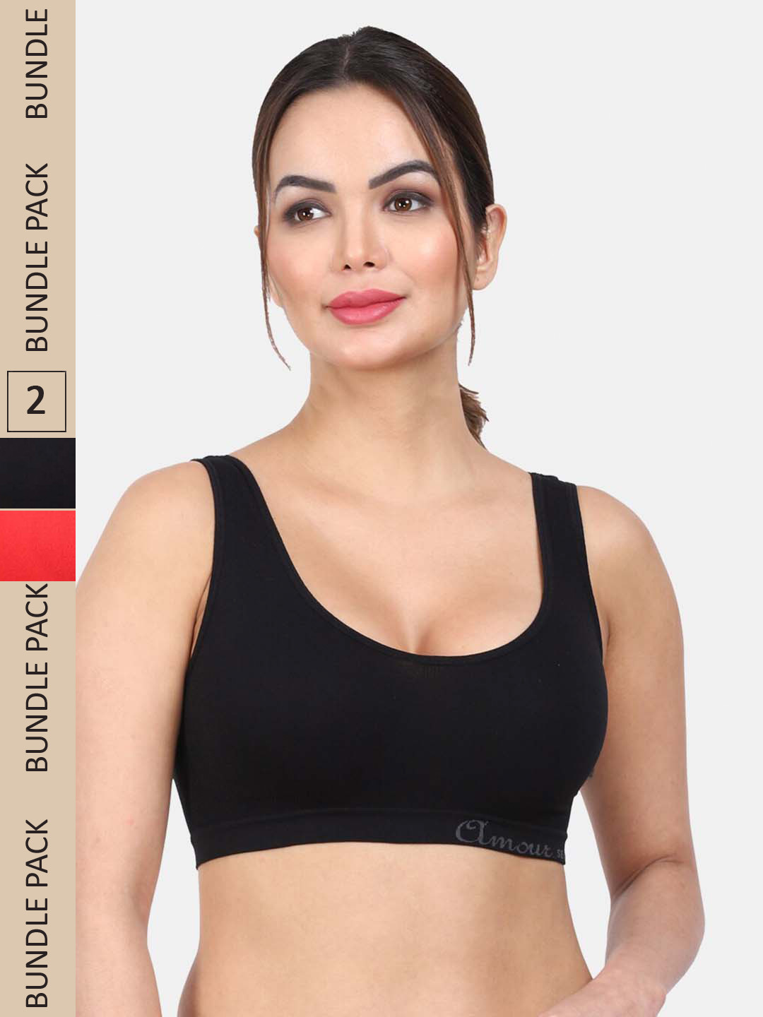 

Amour Secret Pack Of 2 Full Coverage Non Padded Everyday Bra, Black