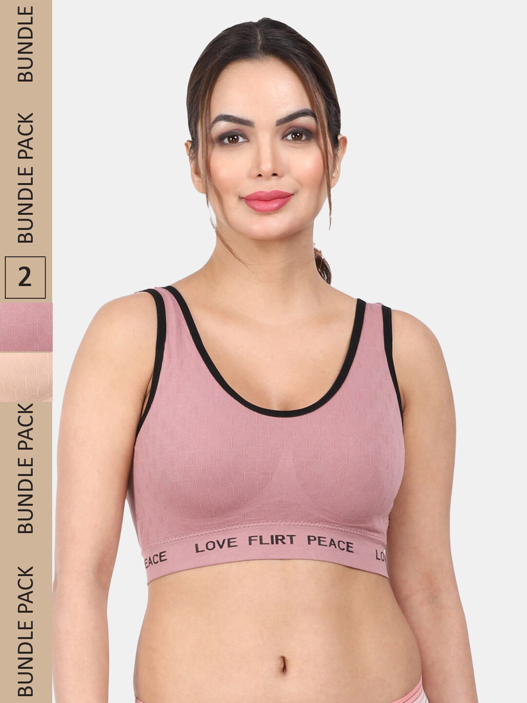 

Amour Secret Pack Of 2 Lightly Padded Non-Wired Anti Odour Full Coverage Sports Bra, Red