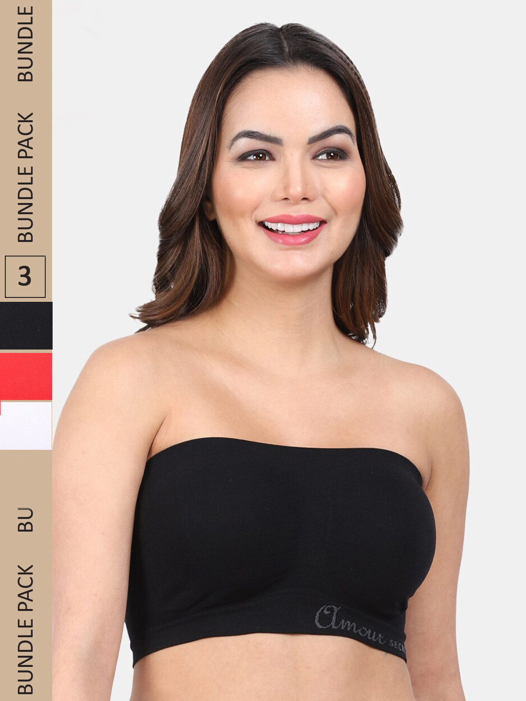 

Amour Secret Pack Of 3 Non Padded Non-Wired All Day Comfort Bandeau Bra, Black
