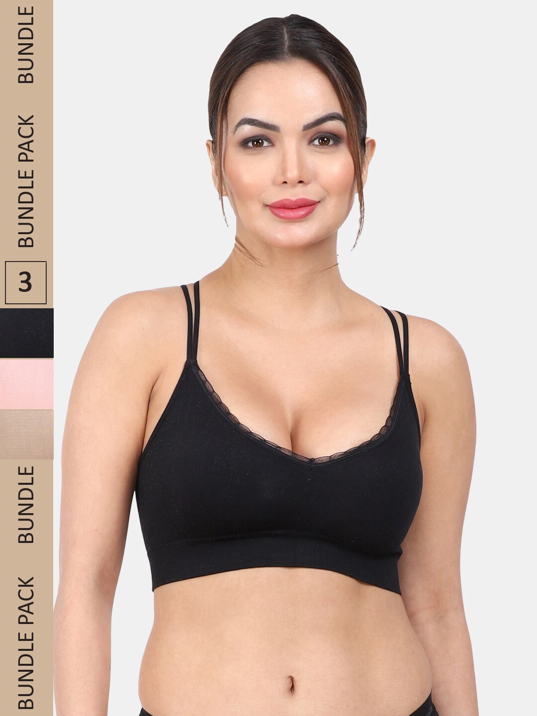 

Amour Secret Pack Of 2 Full Coverage Lightly Padded Anti-Odour Sports Bra, Black
