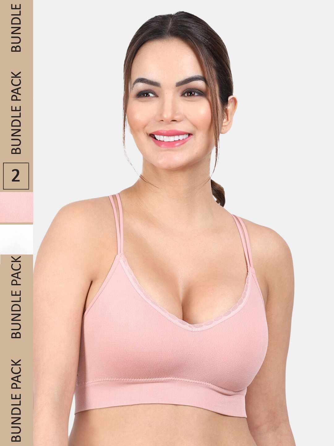 

Amour Secret Pack Of 2 Lightly Padded Medium Support Anti Odour Full Coverage Bra, Pink