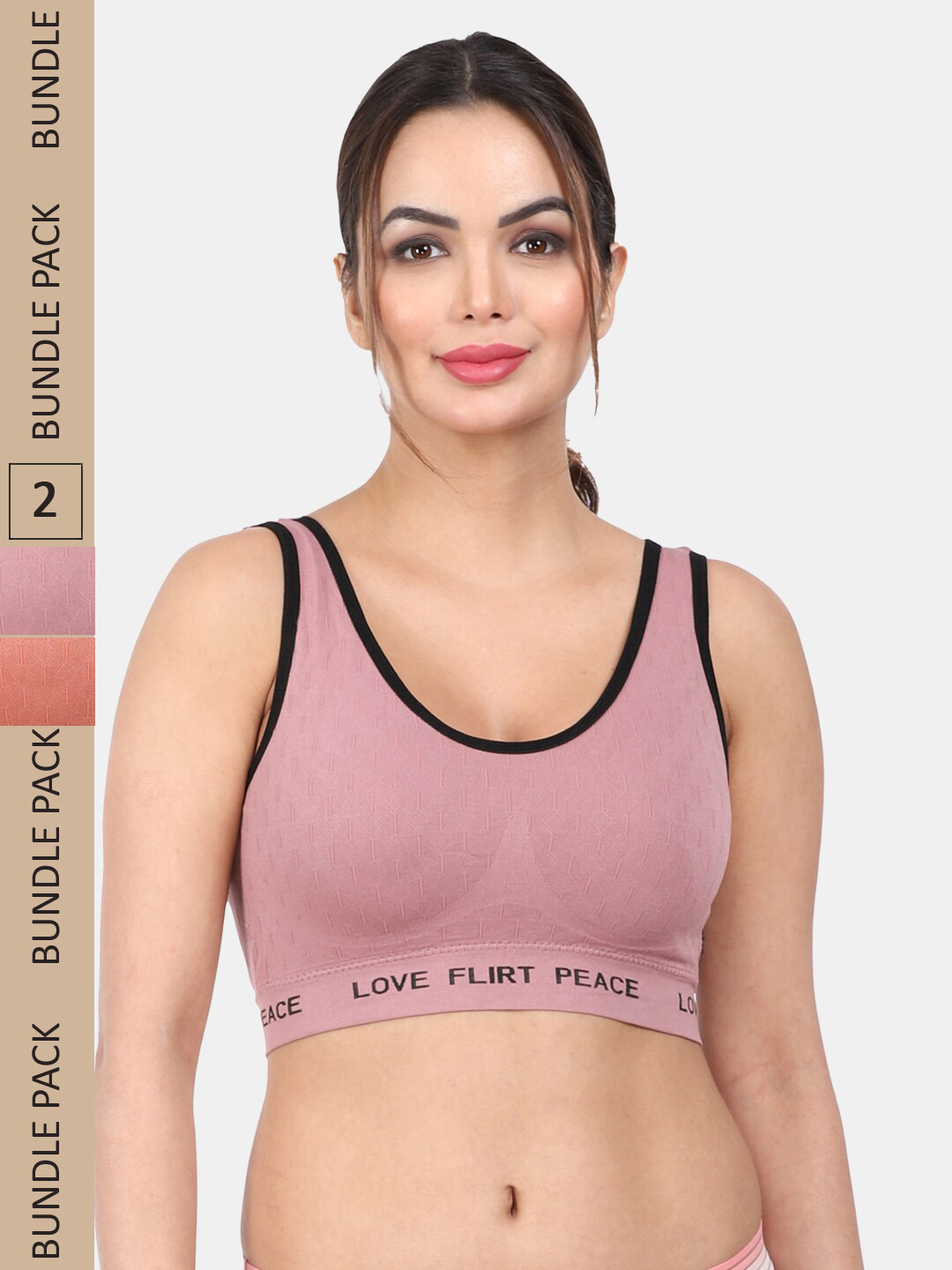 

Amour Secret Pack Of 2 Lightly Padded Non-Wired Anti Odour Full Coverage Sports Bra, Red