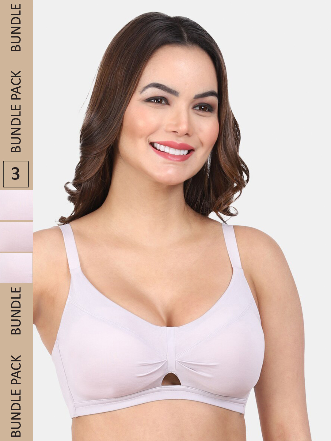 

Amour Secret Pack Of 3 Lightly Padded Non-Wired All Day Comfort Bra, Grey