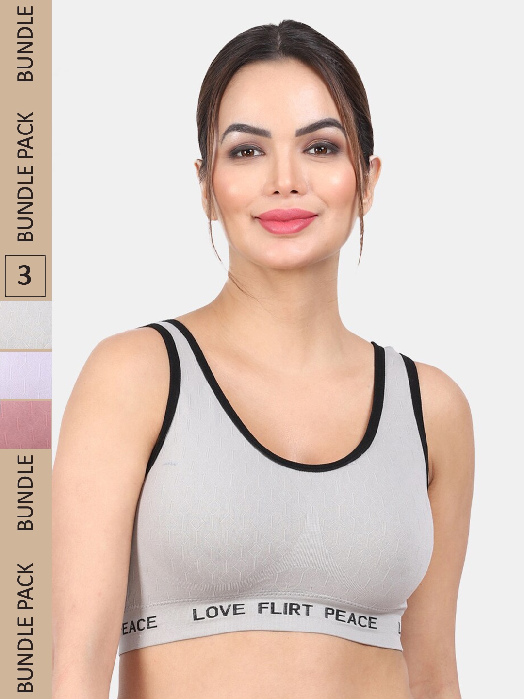 

Amour Secret Pack Of 3 Lightly Padded Non-Wired Workout Bra, Green