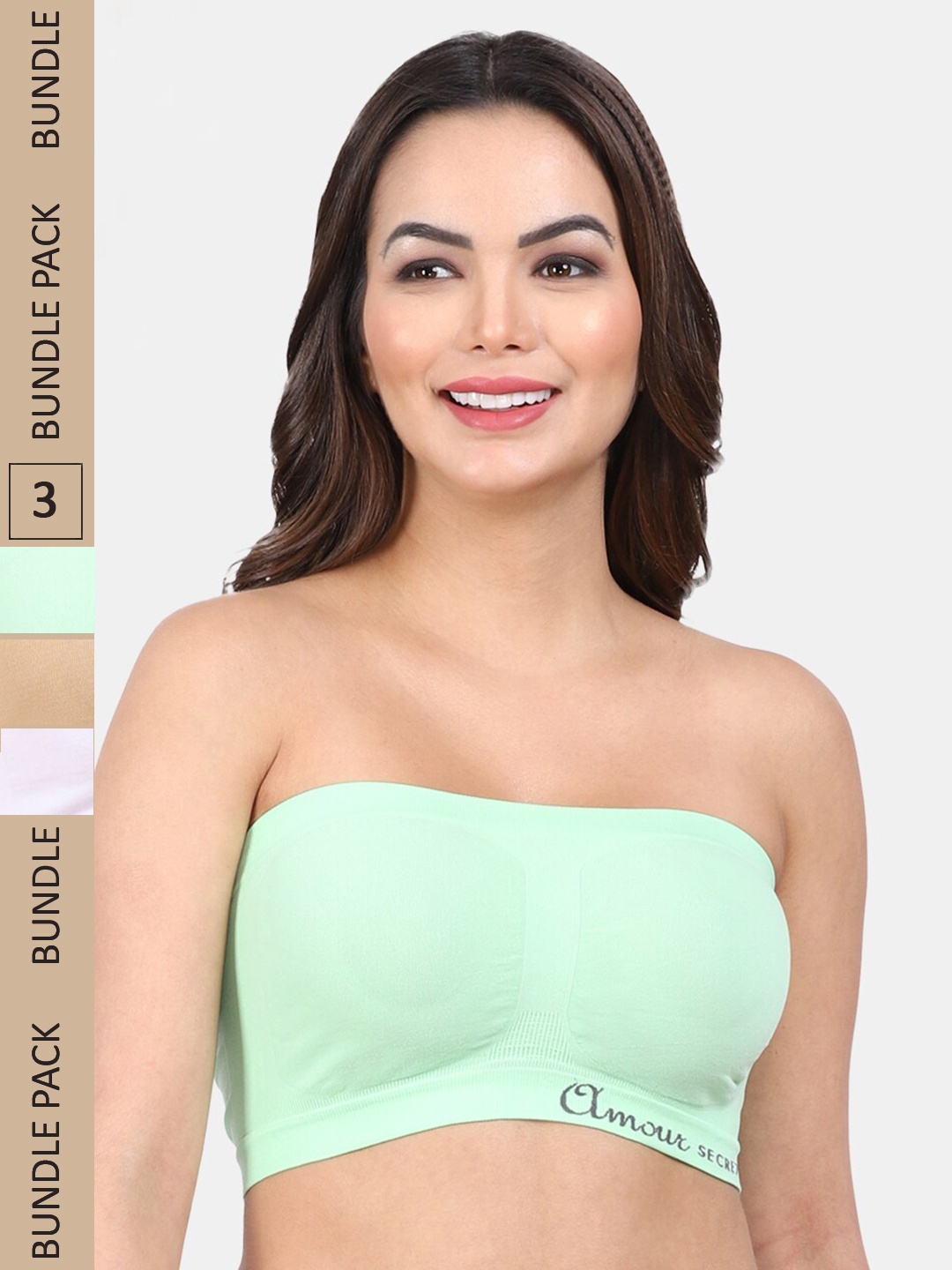

Amour Secret Pack Of 3 Full Coverage Bandeau Bra, White