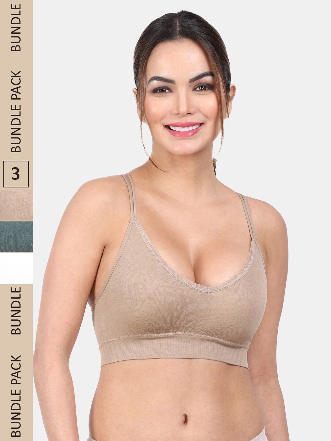 

Amour Secret Pack Of 3 Non Padded Non-Wired All Day Comfort Bra, Green