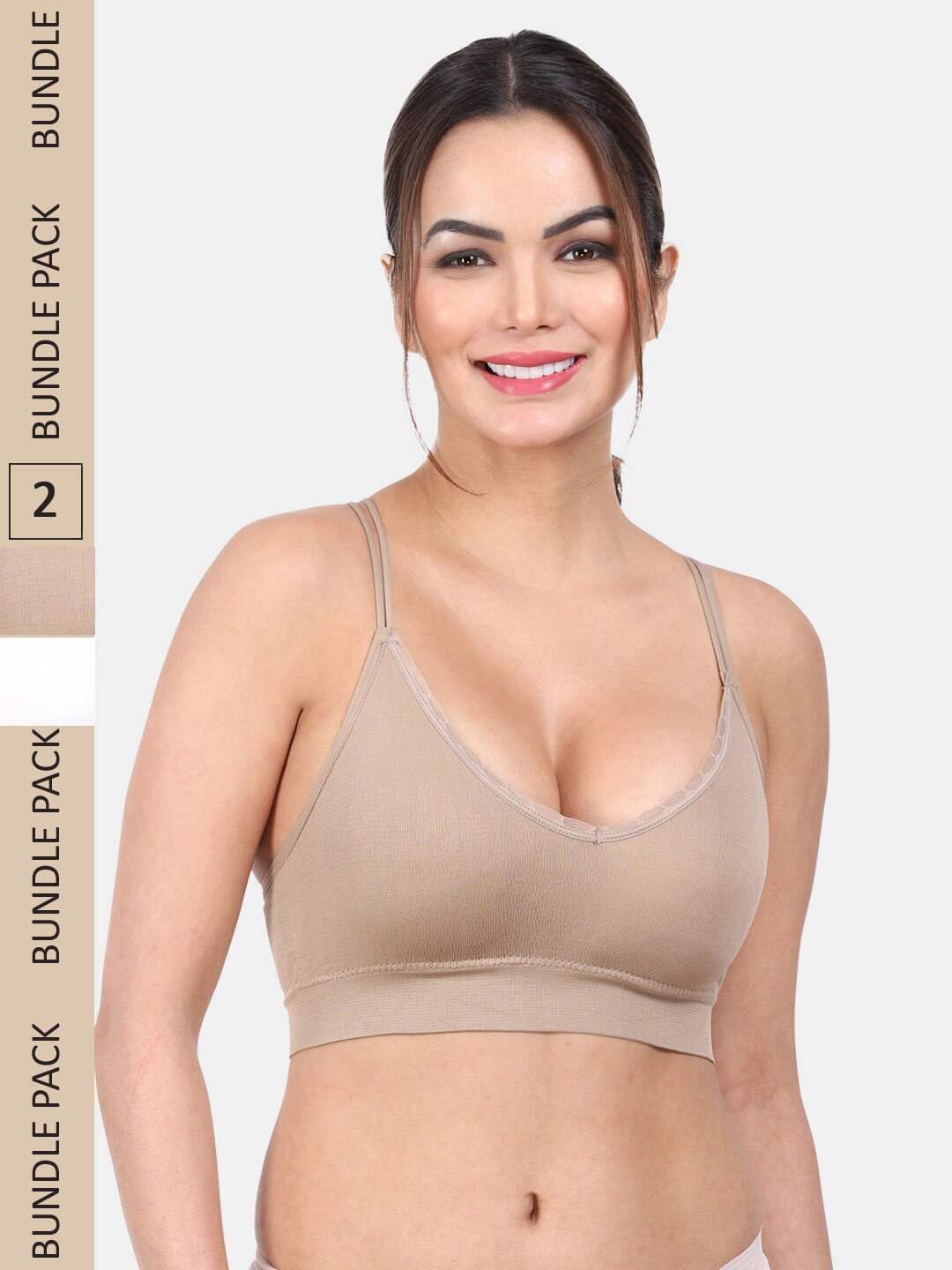 

Amour Secret Pack Of 2 Full Coverage Lightly Padded Medium Impact Anti-Odour Sports Bra, White