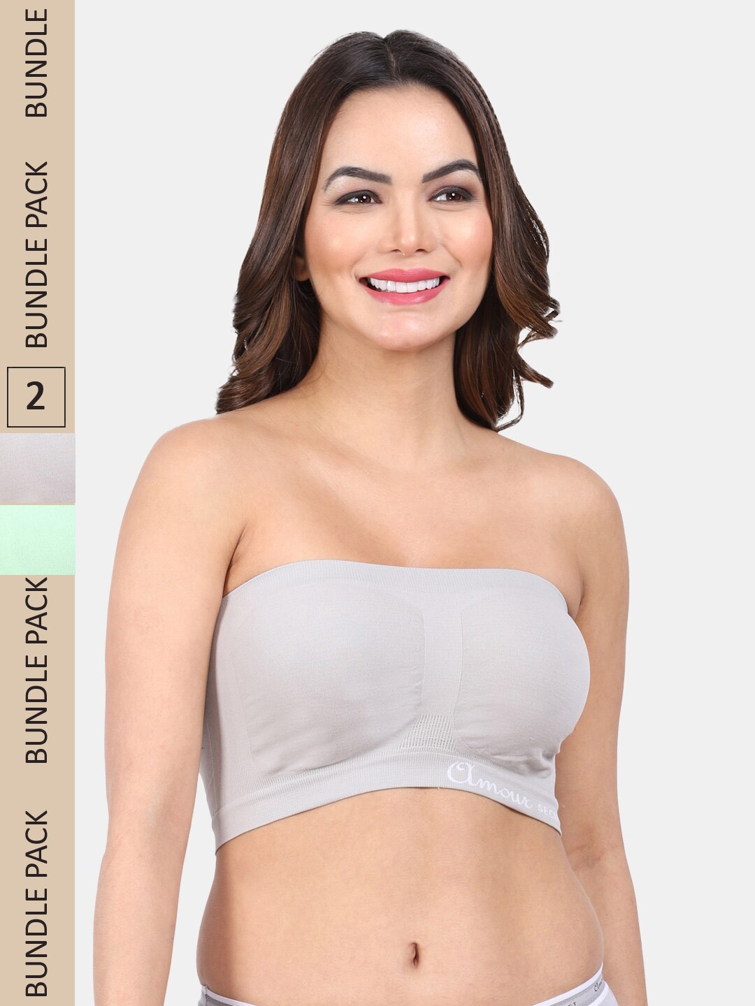 

Amour Secret Pack of 2 Non Padded Bandeau Full Coverage Bra, Green