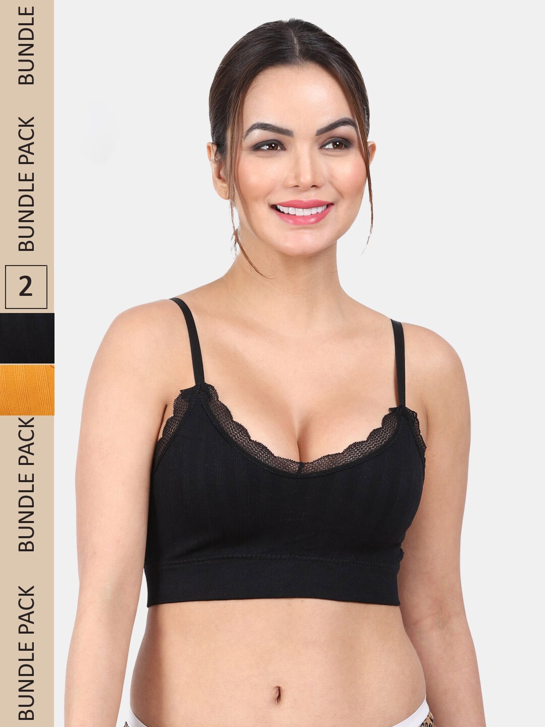 

Amour Secret Pack Of 2 Lightly Padded Non-Wired Workout Bra, Black