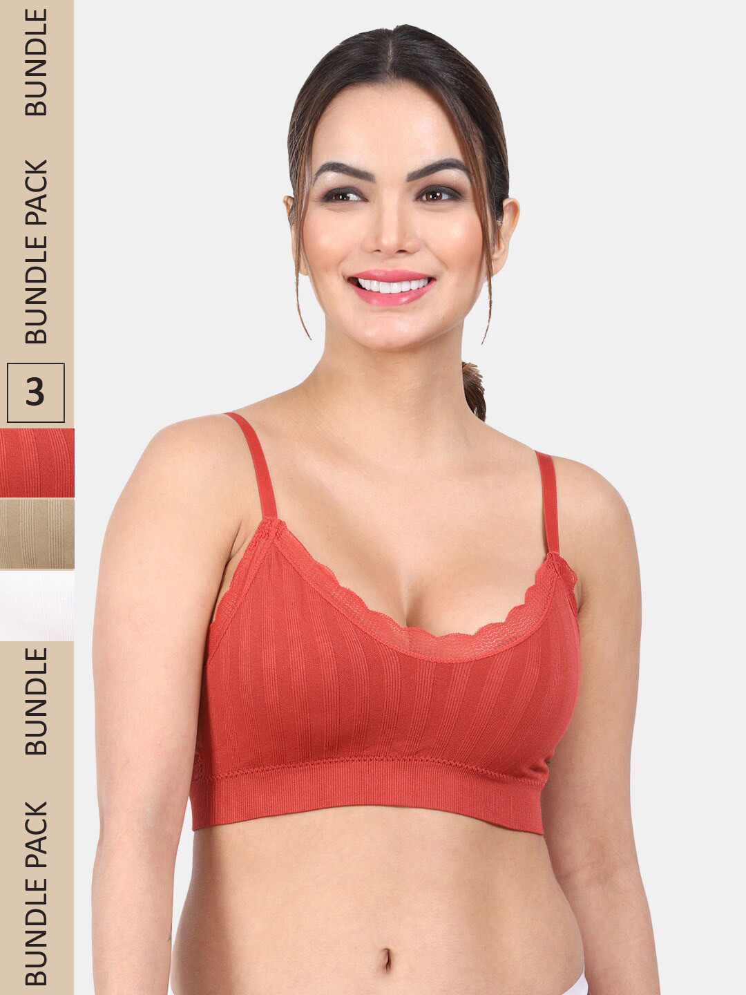 

Amour Secret Pack Of 3 Non Padded All Day Comfort Full Coverage Seamless Bra, White