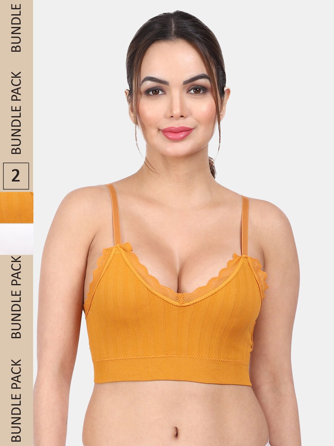 

Amour Secret Pack Of 2 Abstract Full Coverage Lightly Padded Anti-Odour Sports Bra, Orange