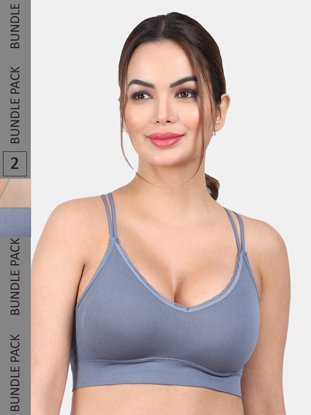 

Amour Secret Pack Of 2 Lightly Padded Non-Wired Anti Odour All Day Comfort Bra, Blue