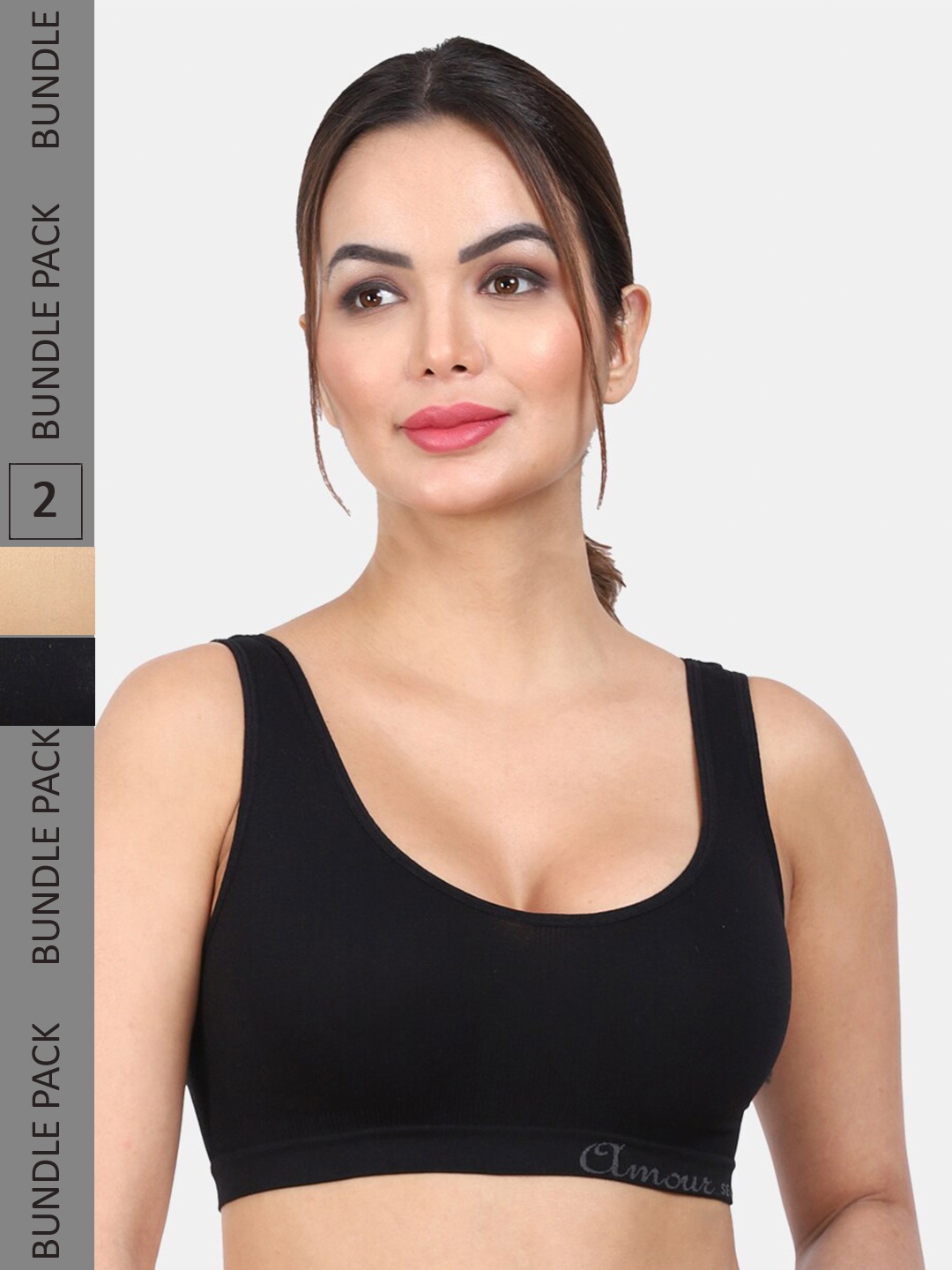 

Amour Secret Pack Of 2 Full Coverage Non Padded Everyday Bra, Black