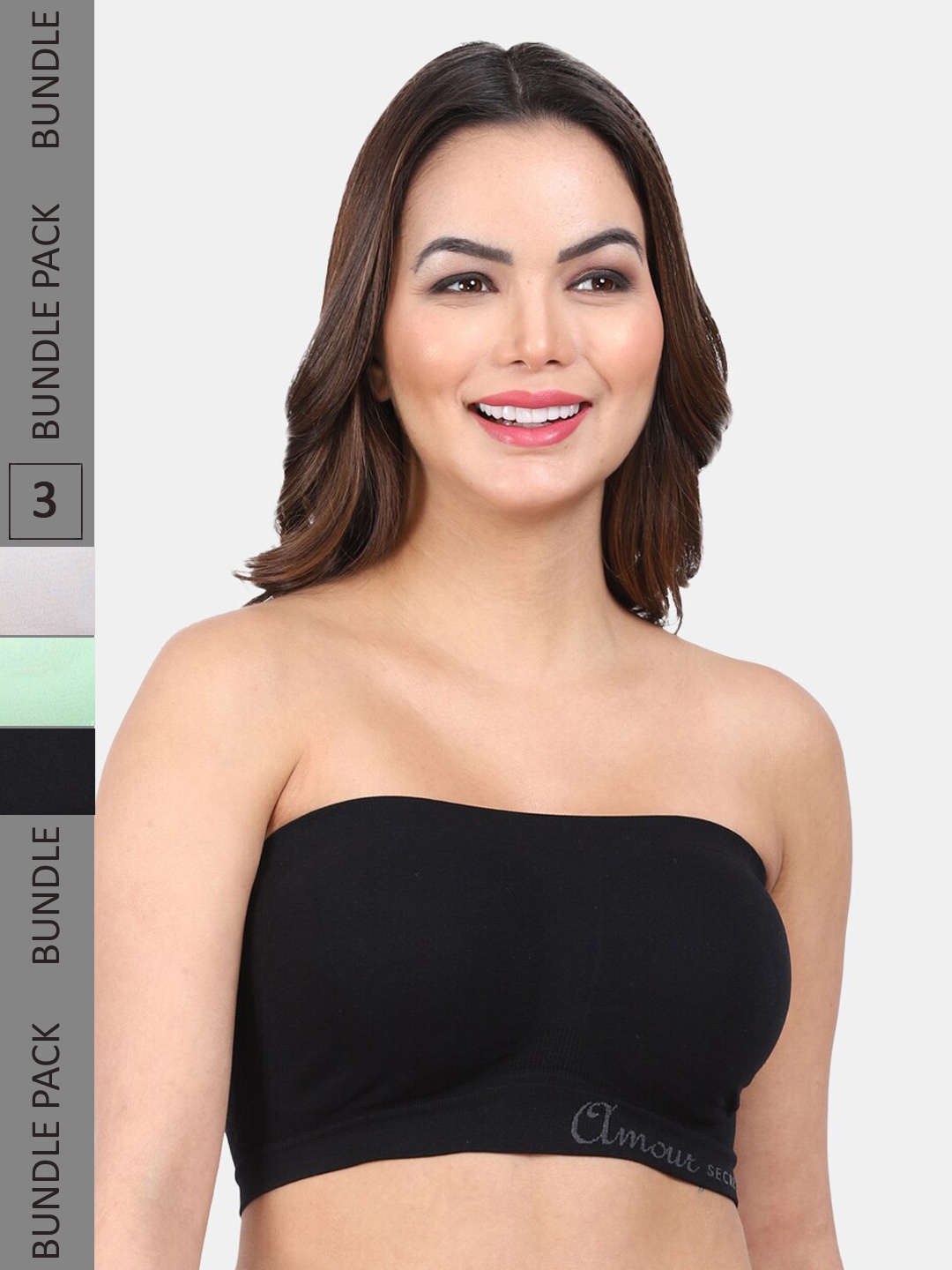 

Amour Secret Pack Of 3 Non Padded Strapless Bandeau Bra, Black