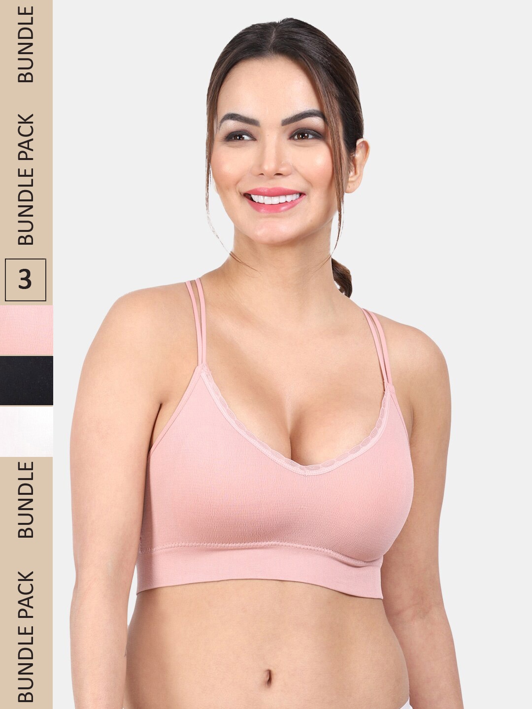 

Amour Pack Of 3 Non Padded Non-Wired All Day Comfort Bra, Black