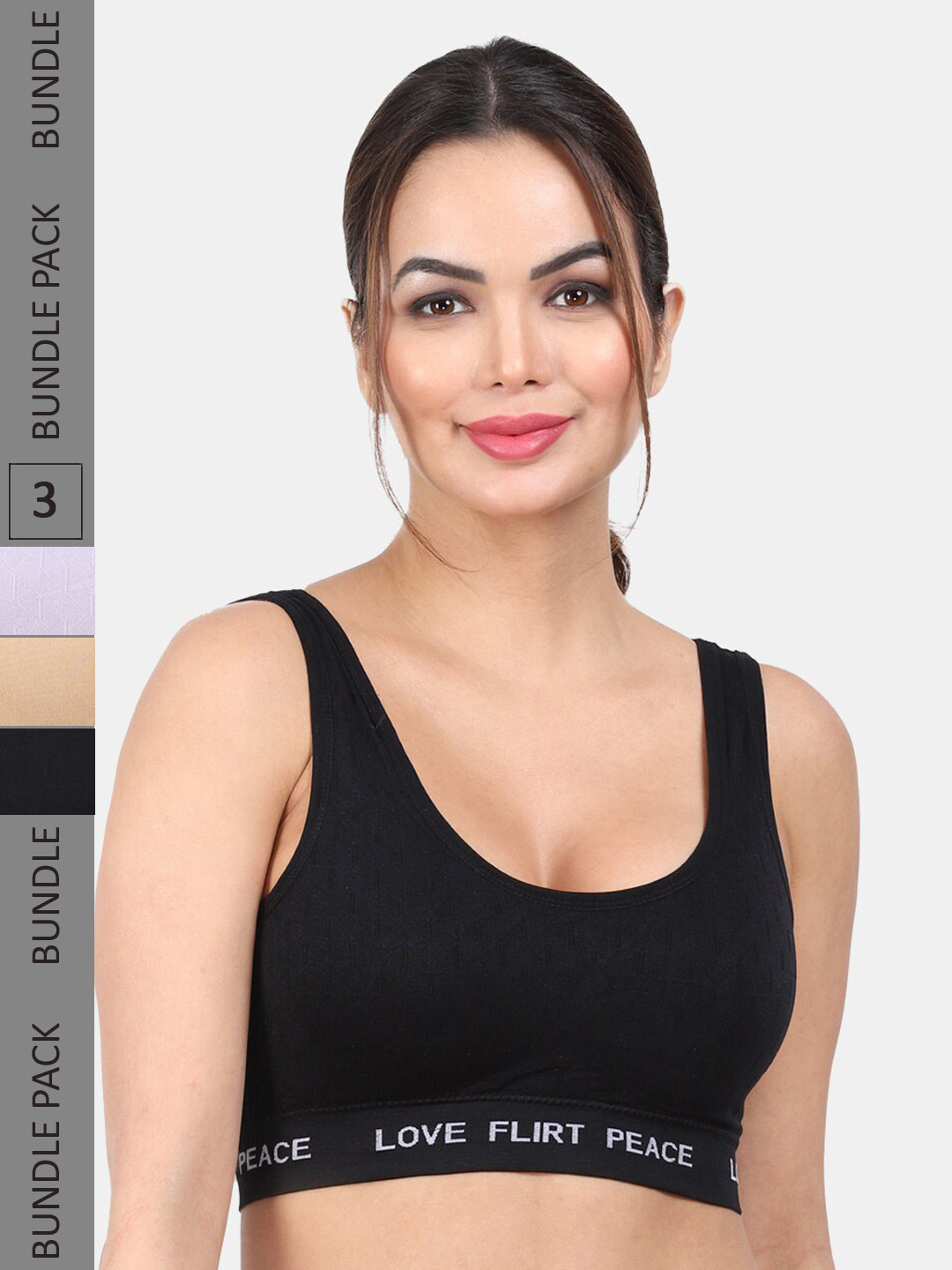 

Amour Secret Pack of 3 Sports Bra - Lightly Padded, Black