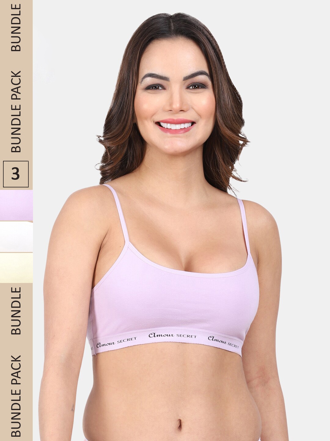 

Amour Secret Pack OF 3 Full Coverage Non Padded Everyday Bra, Purple