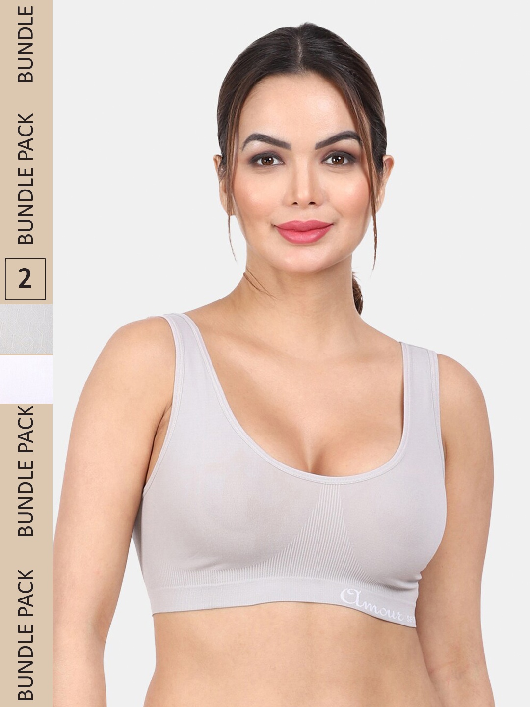 

Amour Secret Pack OF 2 Full Coverage Non Padded Everyday Bra, Grey