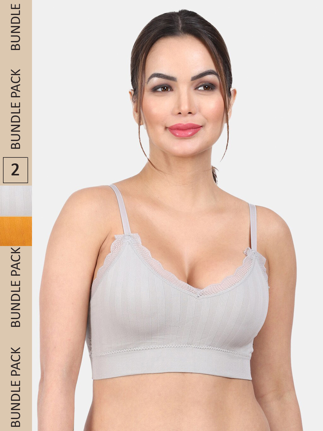 

Amour Secret Pack Of 2 Full Coverage Lightly Padded Medium Impact Anti-Odour Sports Bra, Grey