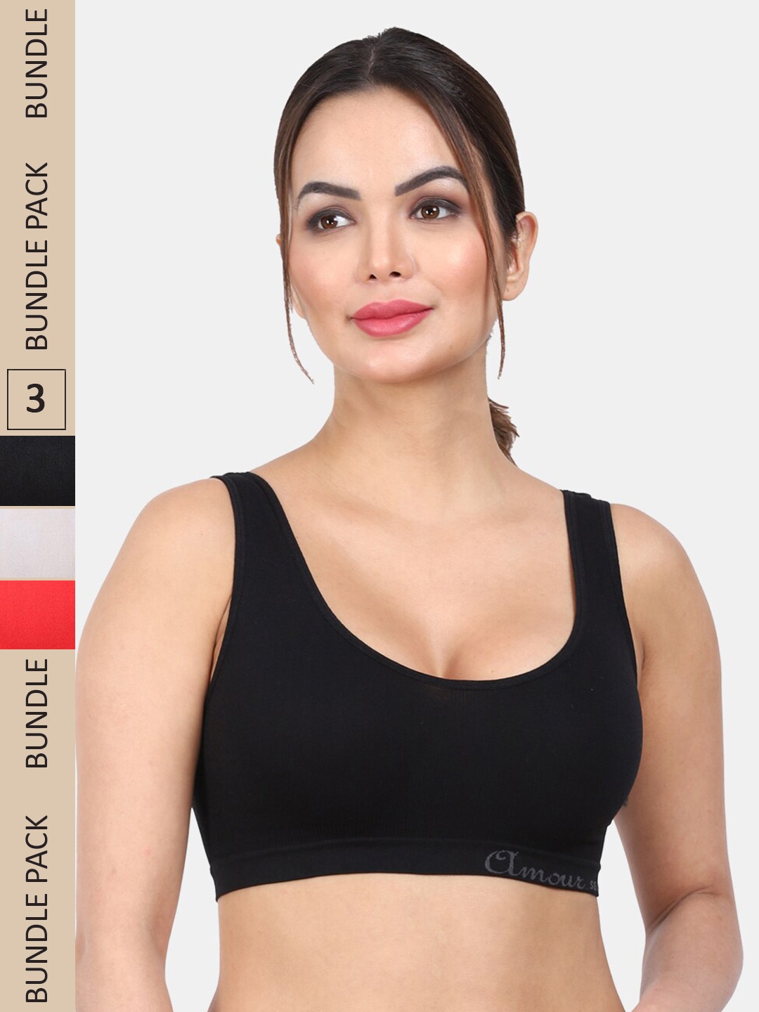 

Amour Secret Pack Of 3 Full Coverage Non Padded Everyday Bra, Black