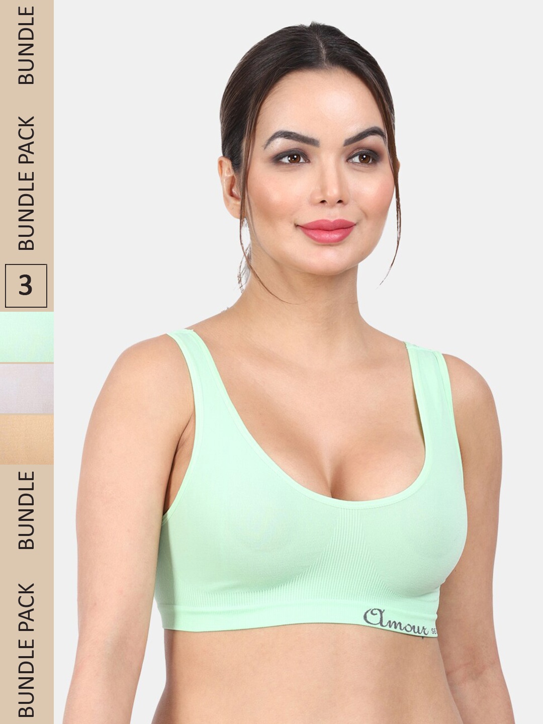 

Amour Secret Pack Of 3 Non Padded All Day Comfort Non-Wired Everyday Bra, Sea green