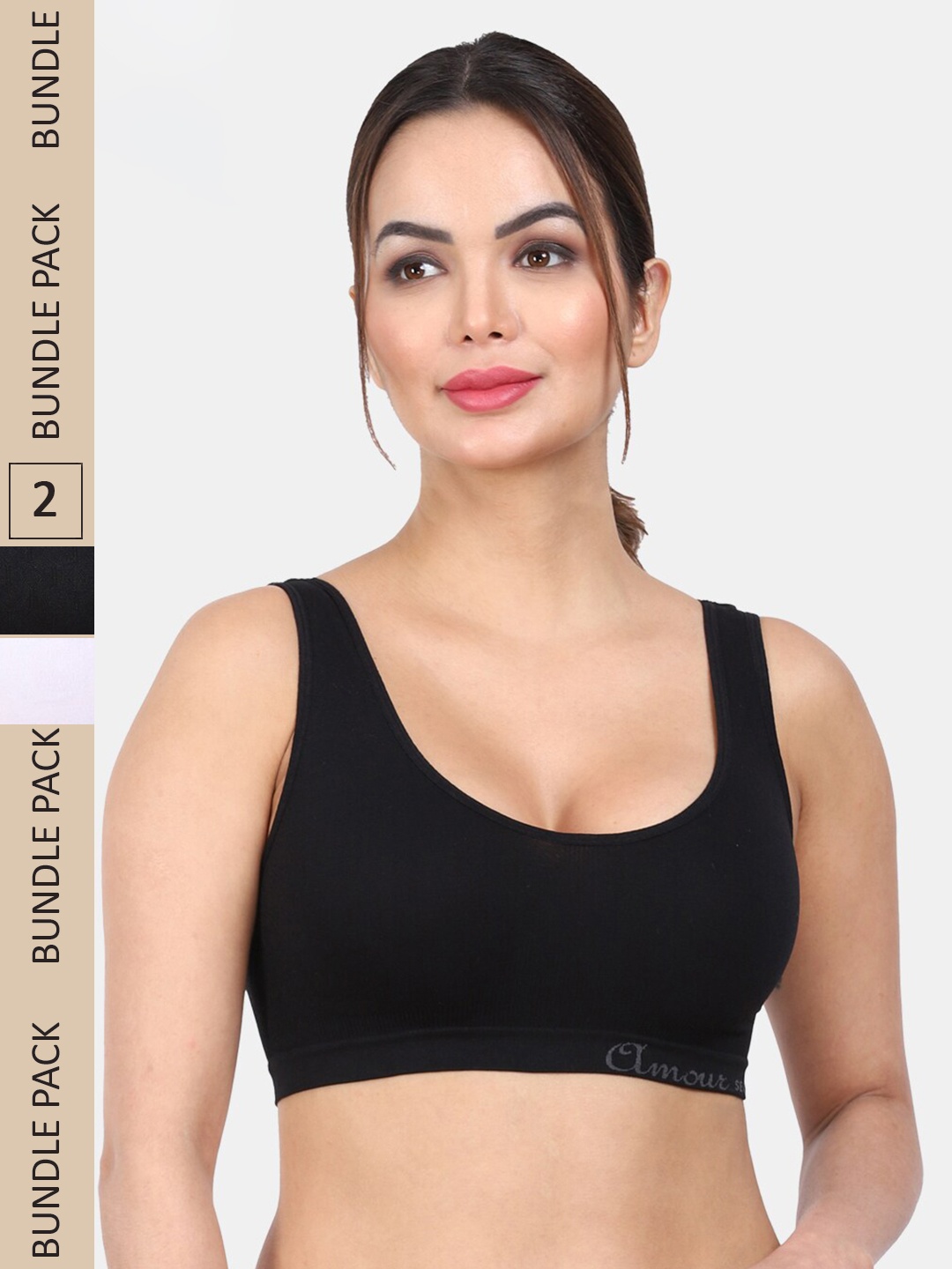 

Amour Secret Pack Of 2 Full Coverage Non Padded Everyday Bra, Black