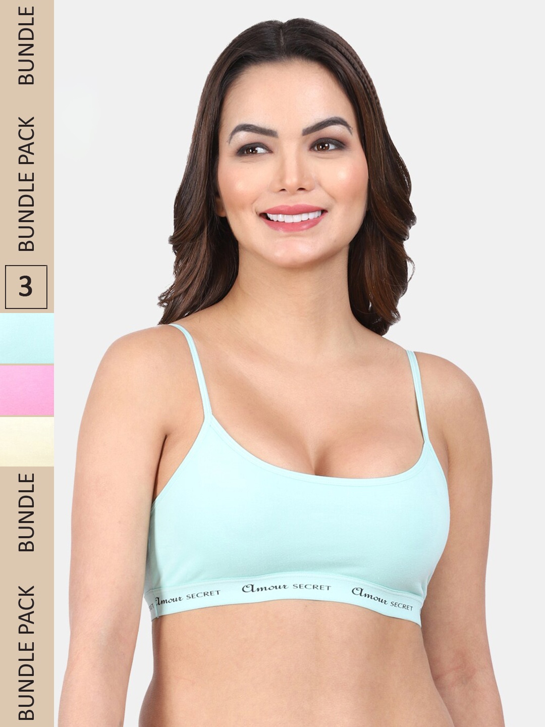 

Amour Secret Pack Of 3 Full Coverage Non Padded Everyday Bra, Blue