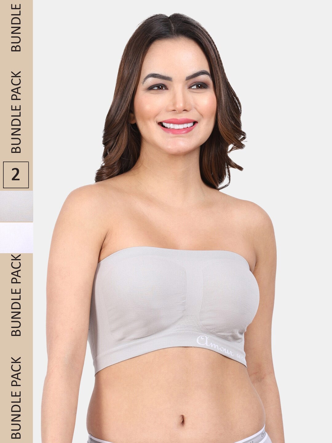 

Amour Secret Pack Of 2 Full Coverage Non Padded Bandeau Bra, White