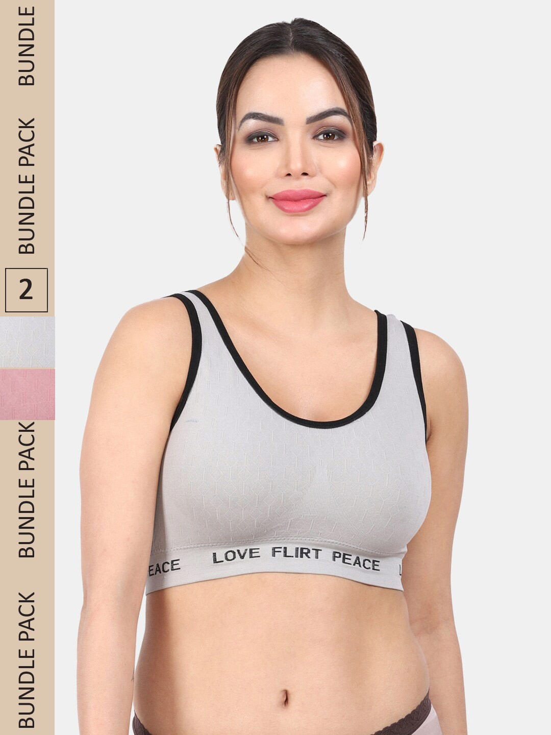 

Amour Secret Pack Of 2 Lightly Padded Full Coverage Seamless Slip-On Sports Bra, Green