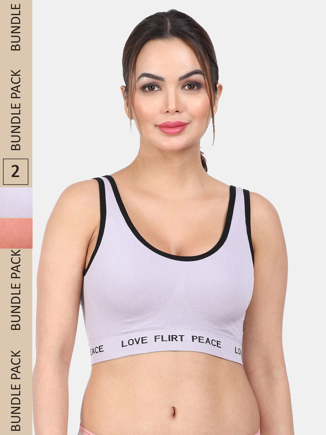 

Amour Secret Pack Of 2 Lightly Padded Full Coverage Anti Odour Seamless Sports Bra, Purple
